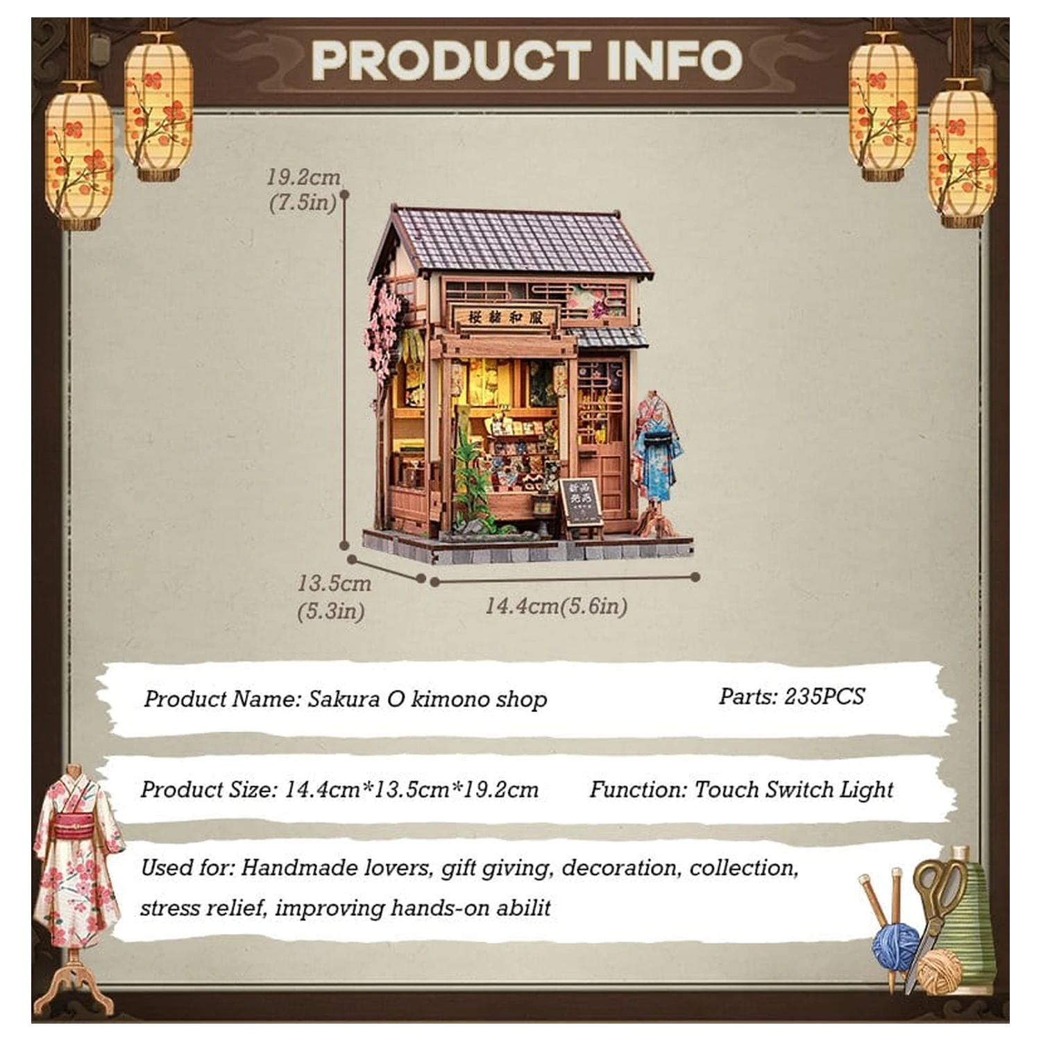 Zestaw Model Miniaturowego Domku Sakura O Kimono Shop 19 x 14 cm zdjęcie produktu