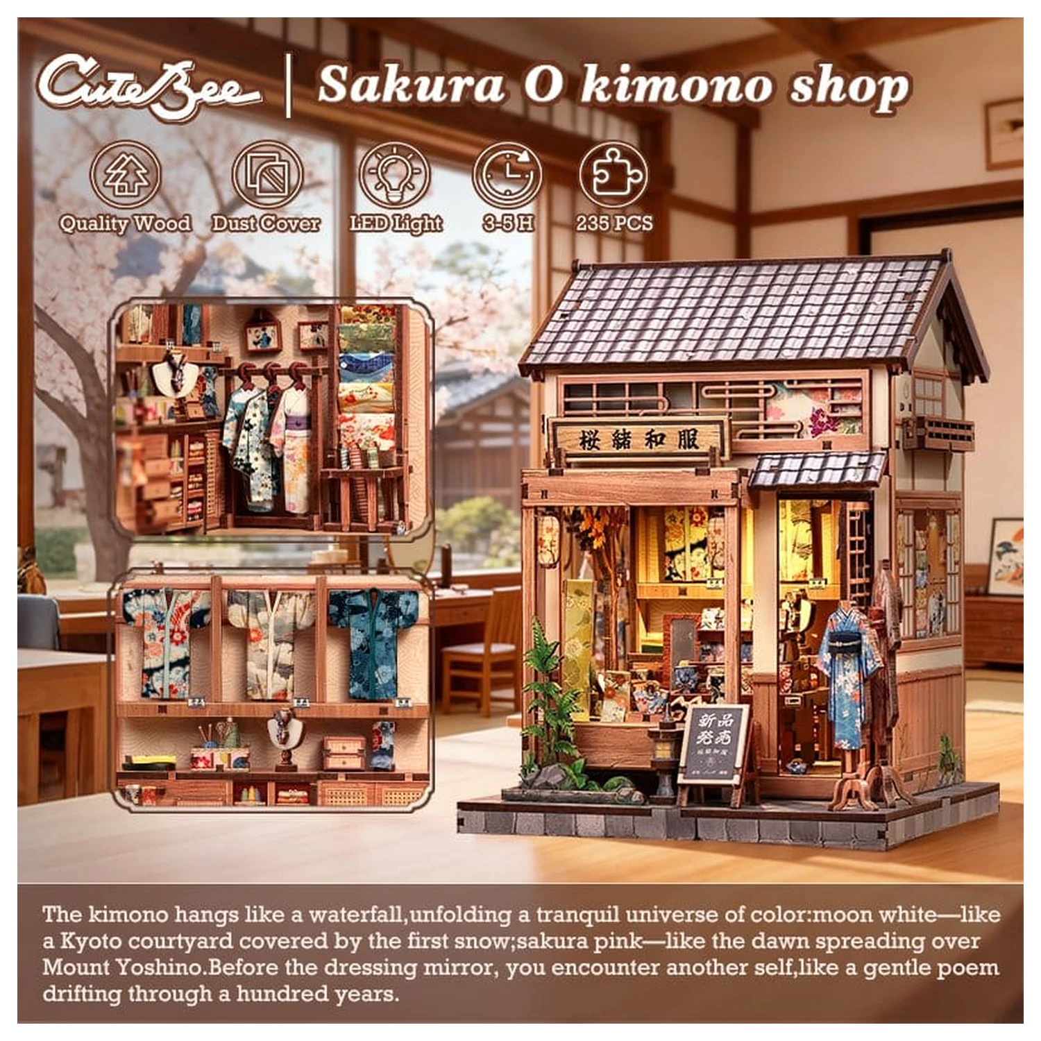 Zestaw Model Miniaturowego Domku Sakura O Kimono Shop 19 x 14 cm zdjęcie produktu