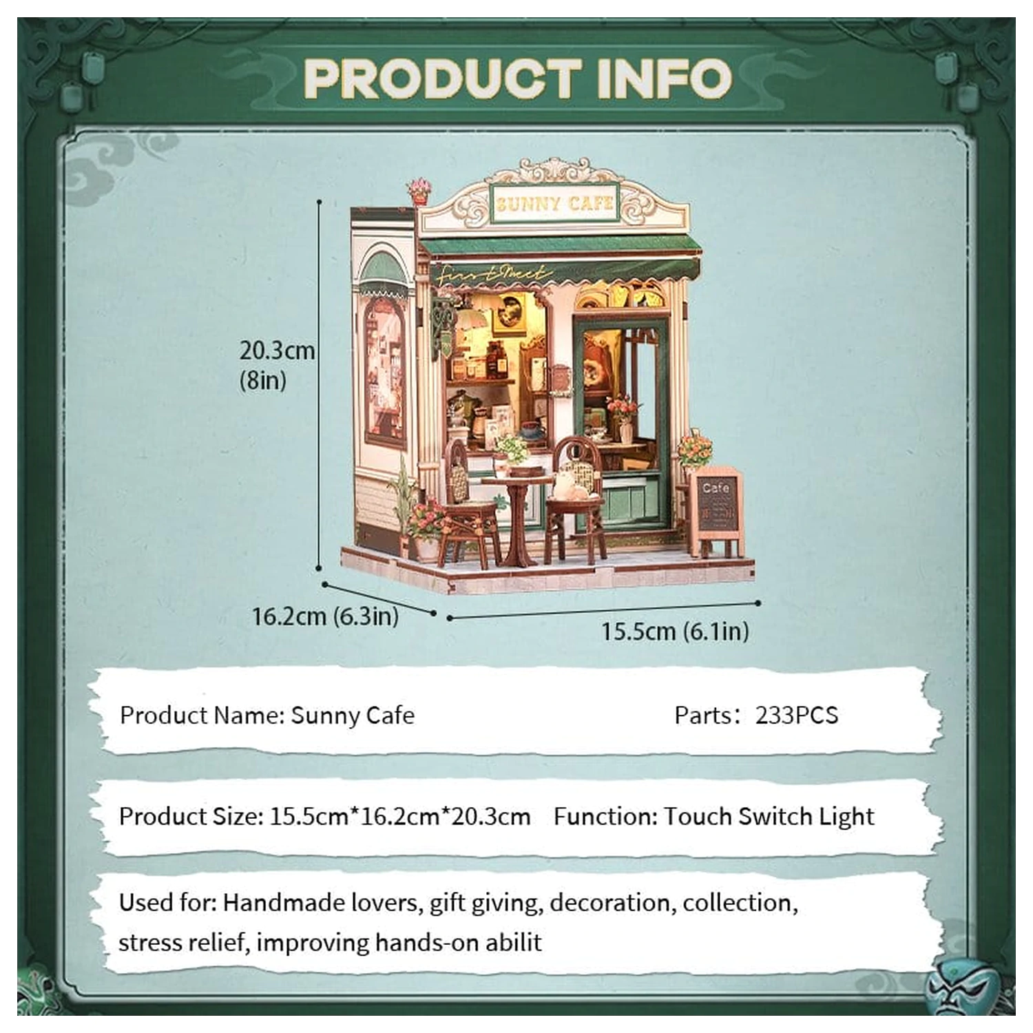 Miniaturowy Model Domku do Składania Sunny Cafe 20 x 16 cm zdjęcie produktu