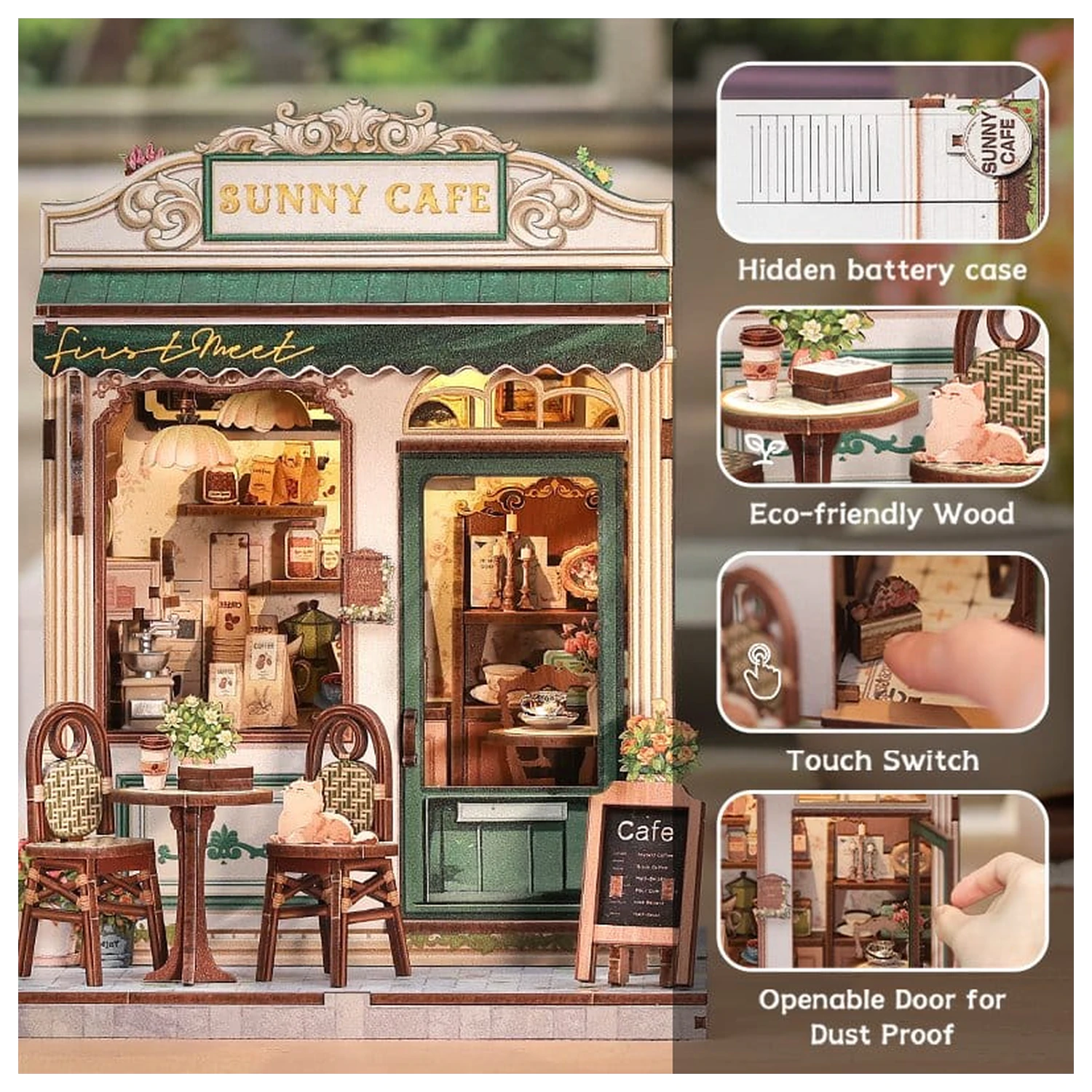 Miniaturowy Model Domku do Składania Sunny Cafe 20 x 16 cm zdjęcie produktu