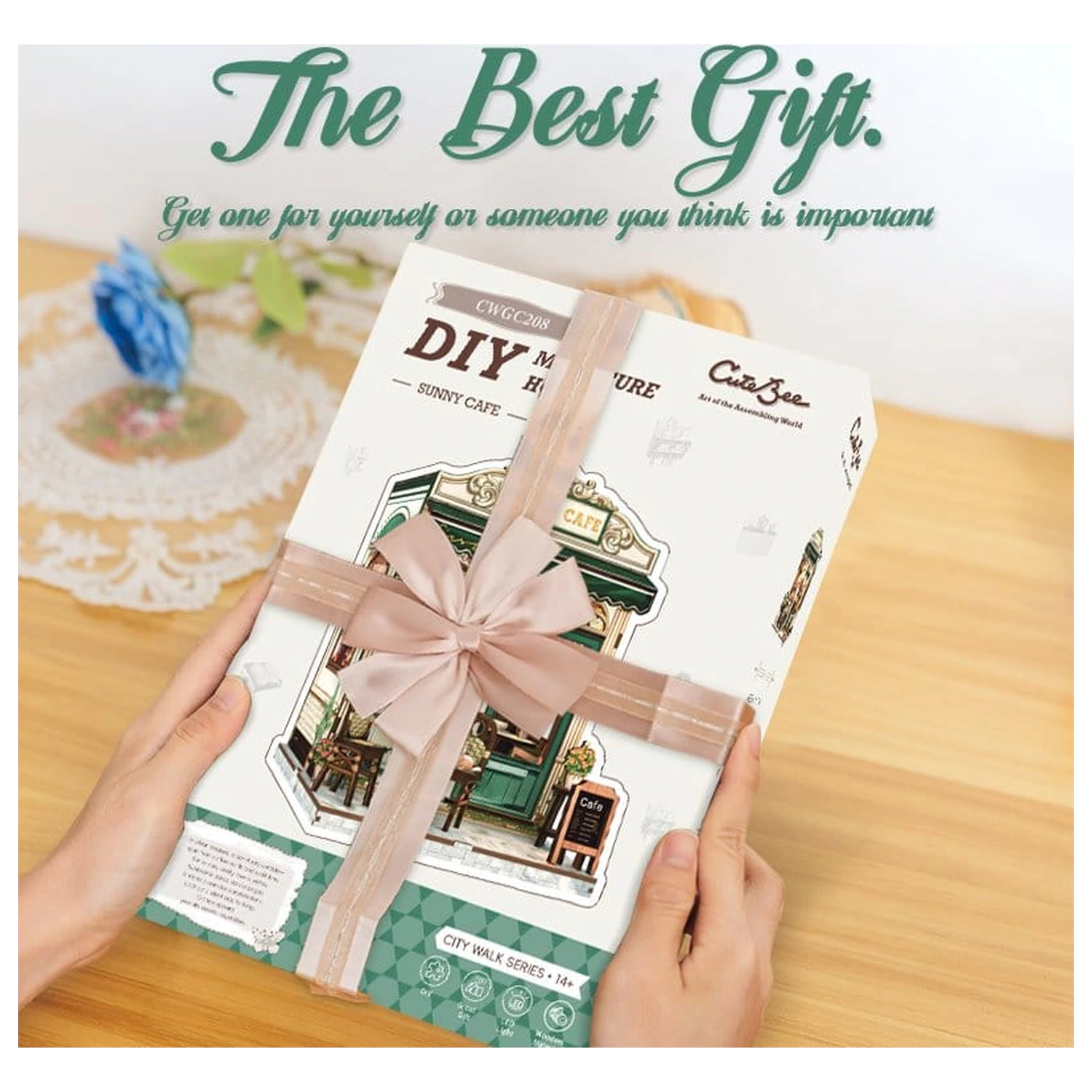 Miniaturowy Model Domku do Składania Sunny Cafe 20 x 16 cm zdjęcie produktu