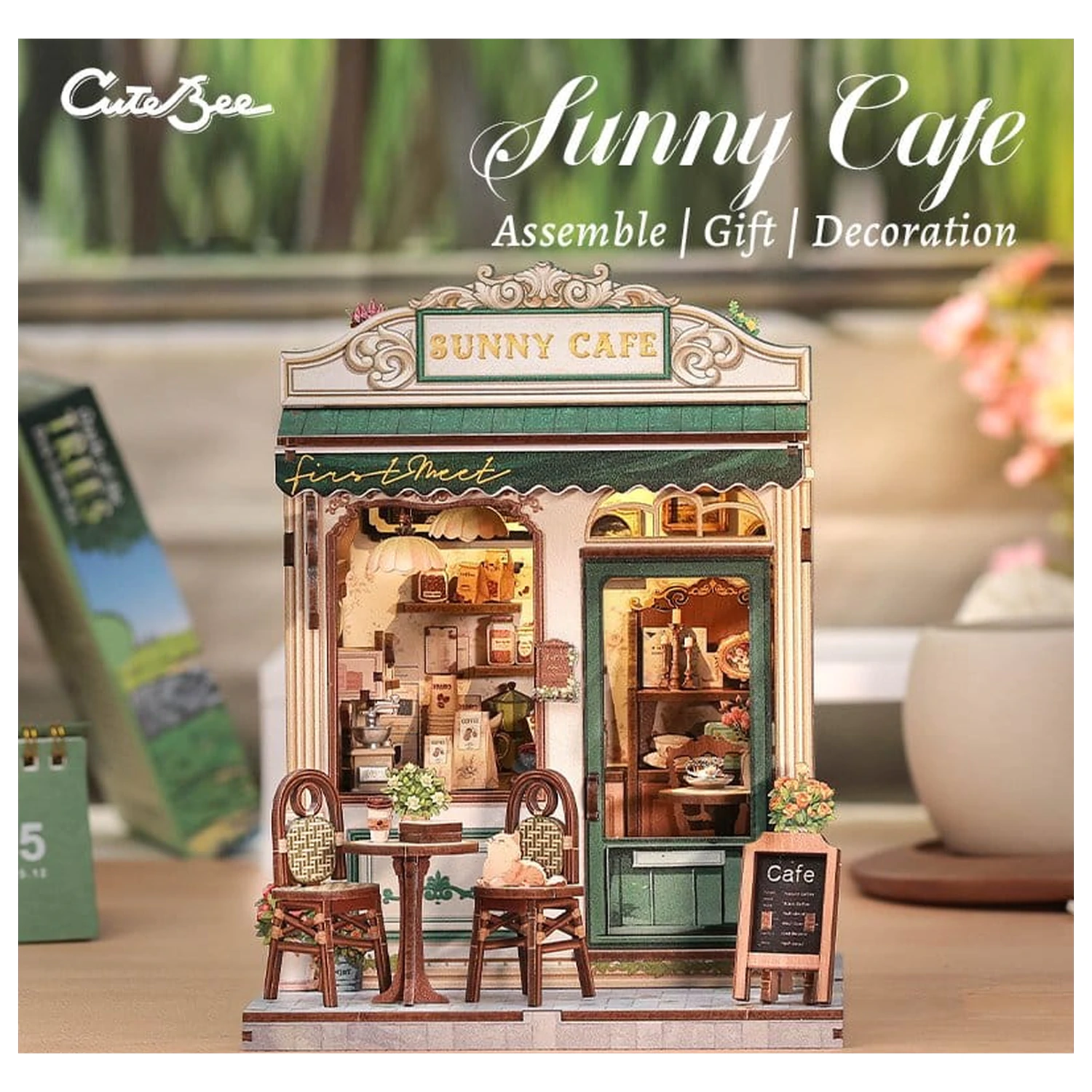 Miniaturowy Model Domku do Składania Sunny Cafe 20 x 16 cm zdjęcie produktu