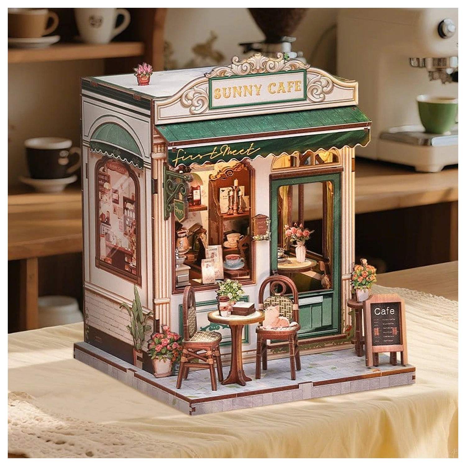 Miniaturowy Model Domku do Składania Sunny Cafe 20 x 16 cm zdjęcie produktu
