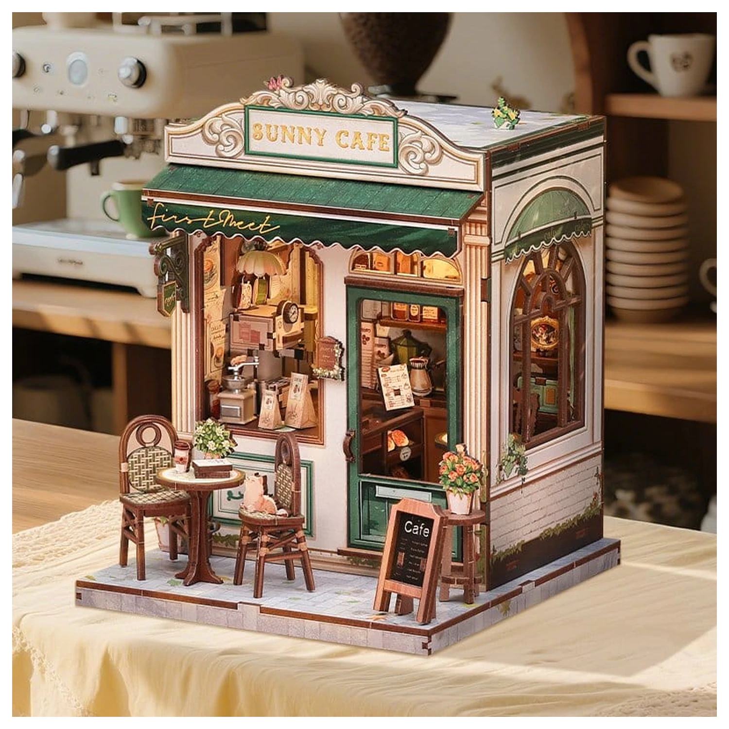 Miniaturowy Model Domku do Składania Sunny Cafe 20 x 16 cm zdjęcie produktu