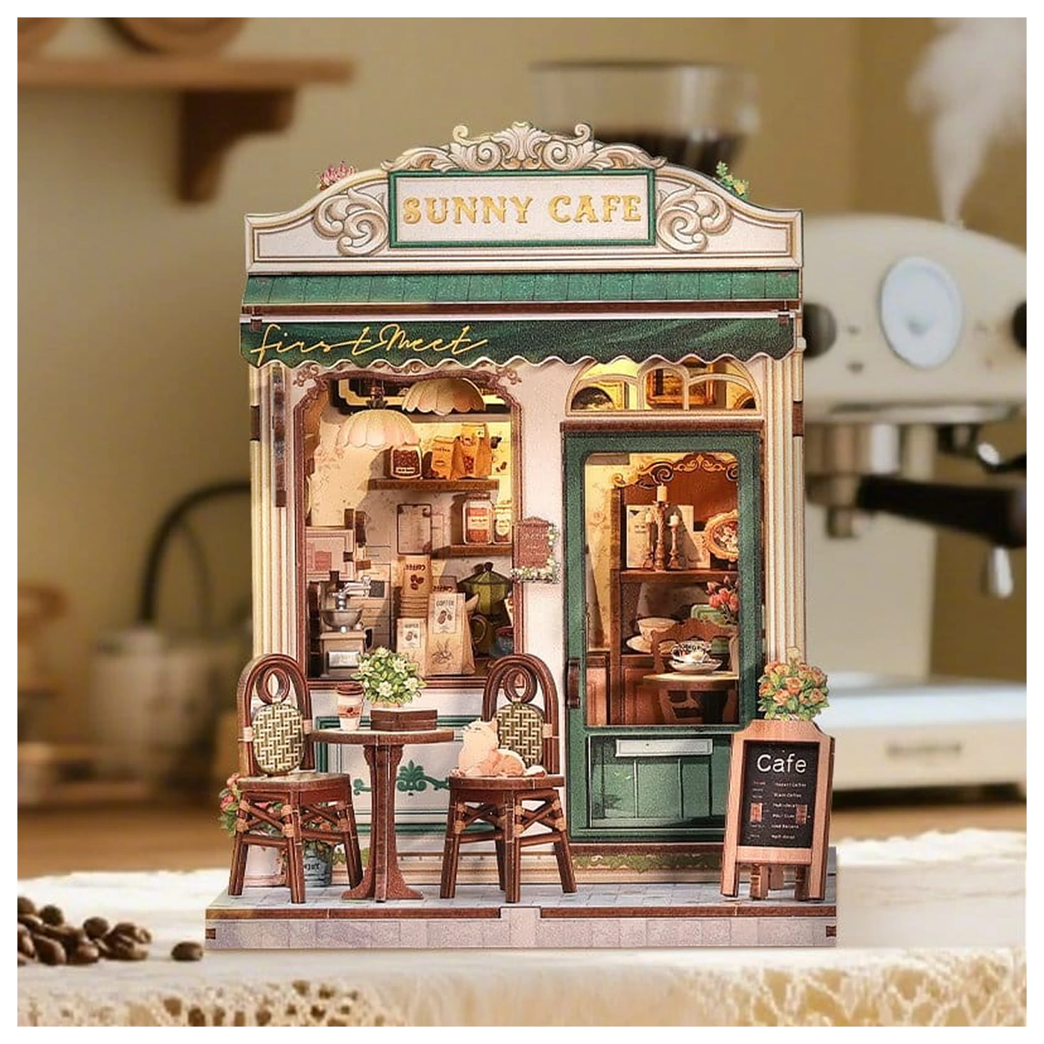 Miniaturowy Model Domku do Składania Sunny Cafe 20 x 16 cm zdjęcie produktu