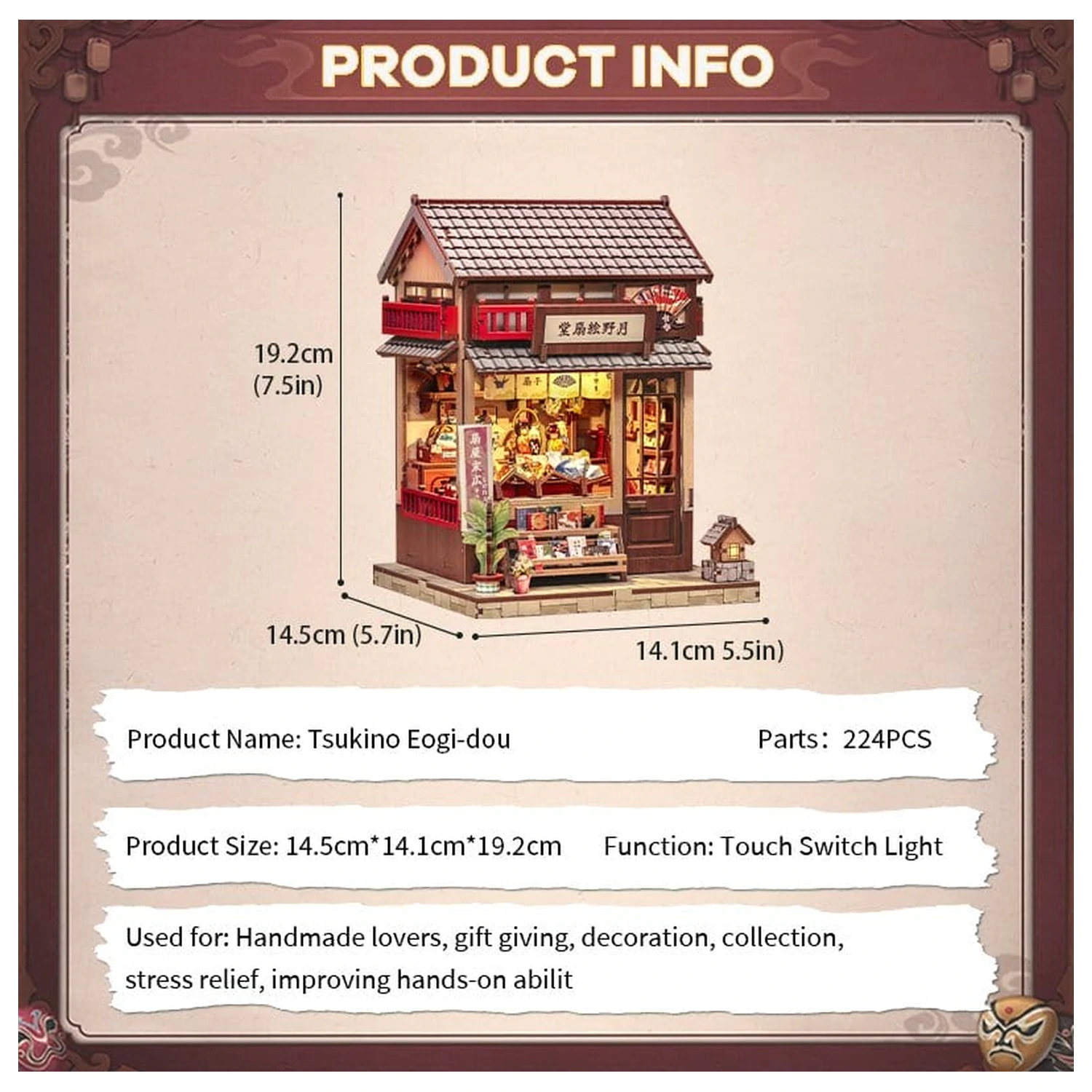 Miniaturowy model domu zestaw Tsukino Eogi-dou 19 x 14 cm zdjęcie produktu