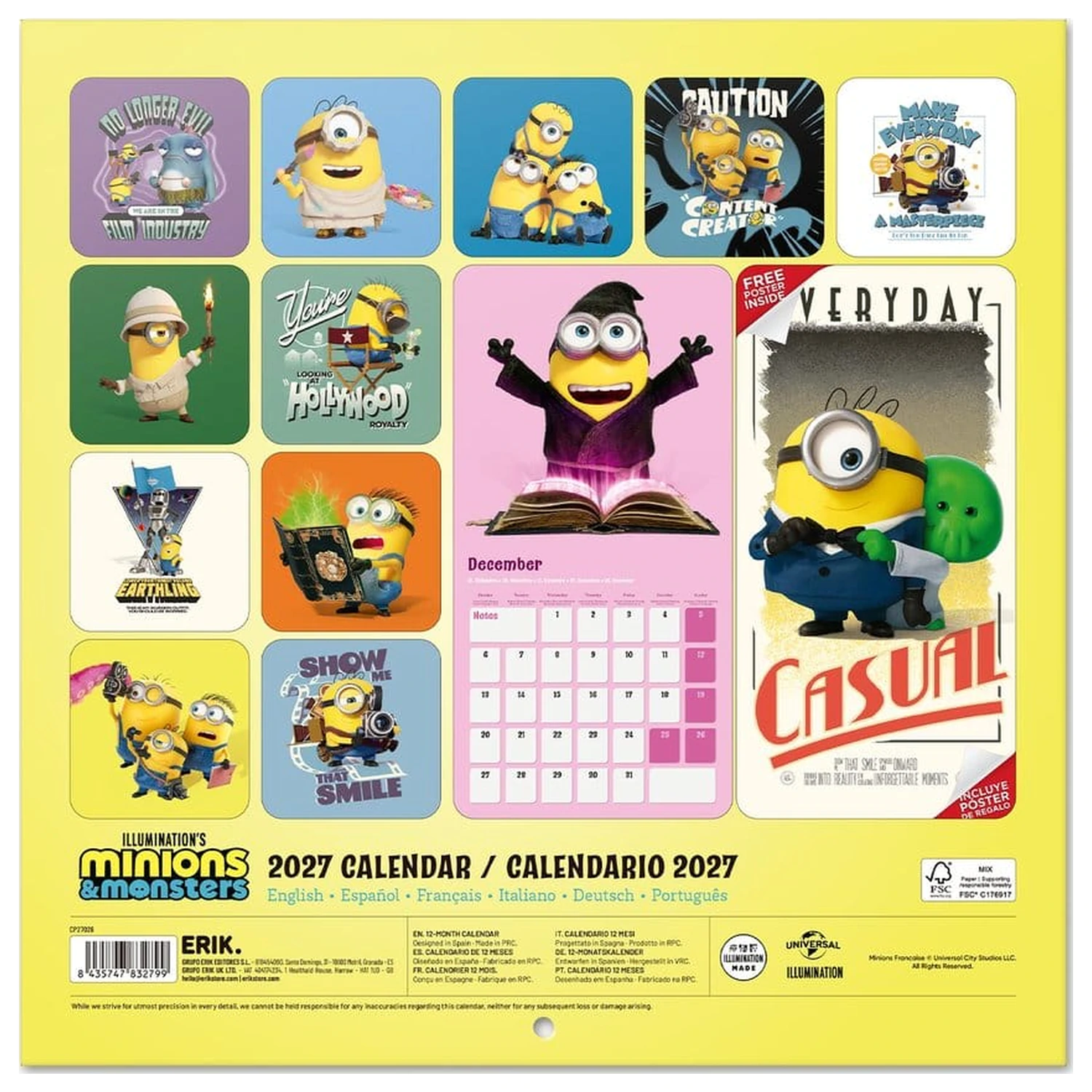 Minions Kalendarz ścienny 2027 30 x 30 cm zdjęcie produktu
