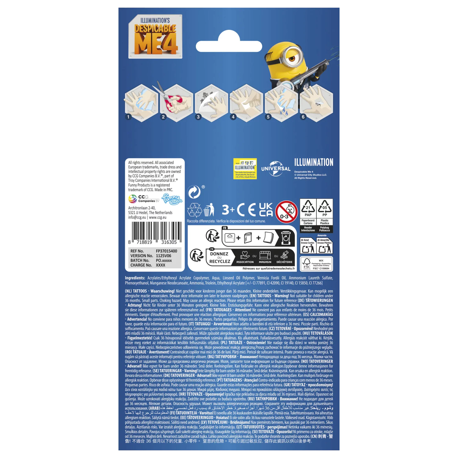 Minions Family Tatuaż 12 sztuk zdjęcie produktu