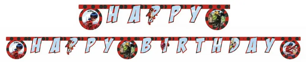 Miraculous Ladybug and Cat Noir Happy Birthday Banner 200 cm zdjęcie produktu