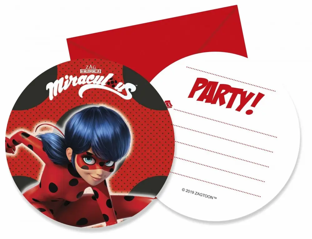 Miraculous Ladybug Zaproszenia 6 szt. zdjęcie produktu