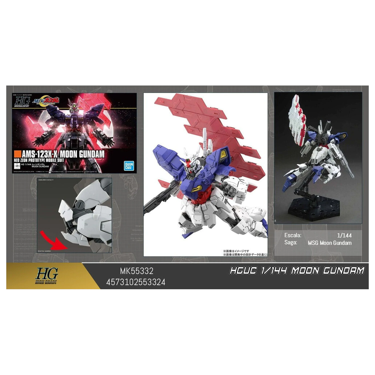 Mobile Suit Gundam HGUC 1/144 AMS-123X-X Moon Gundam zestaw modelowy zdjęcie produktu