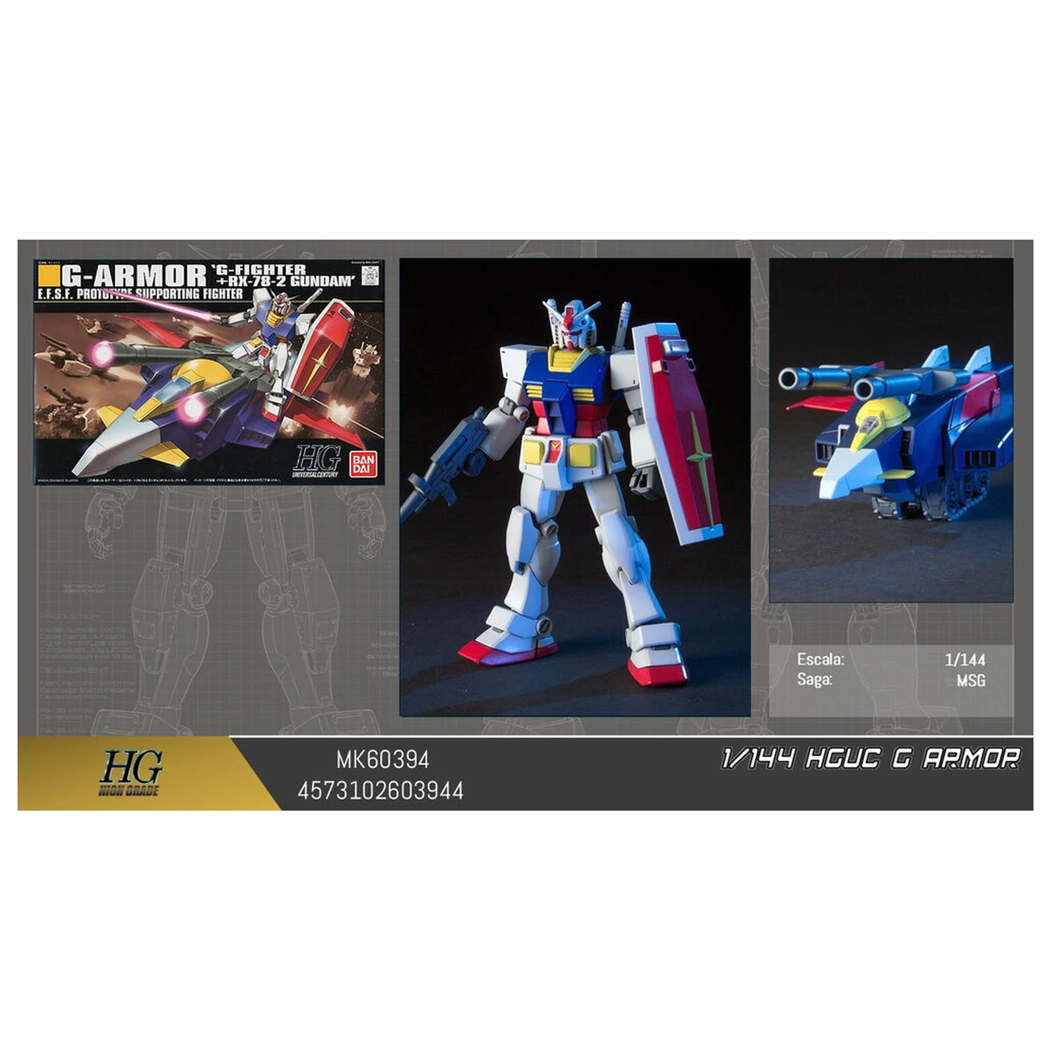 Mobile Suit Gundam HGUC 1/144 G-Armor G-Fighter PX-78-2 zestaw modelarski figurka zdjęcie produktu