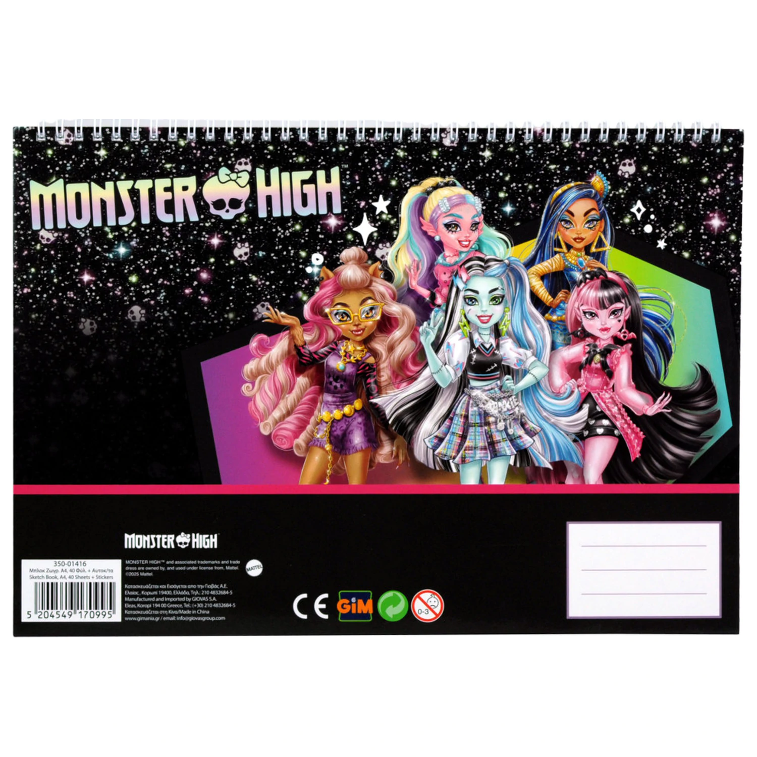 Monster High Crew A4 Szkicownik Spiralny 40 Stron z Naklejkami zdjęcie produktu