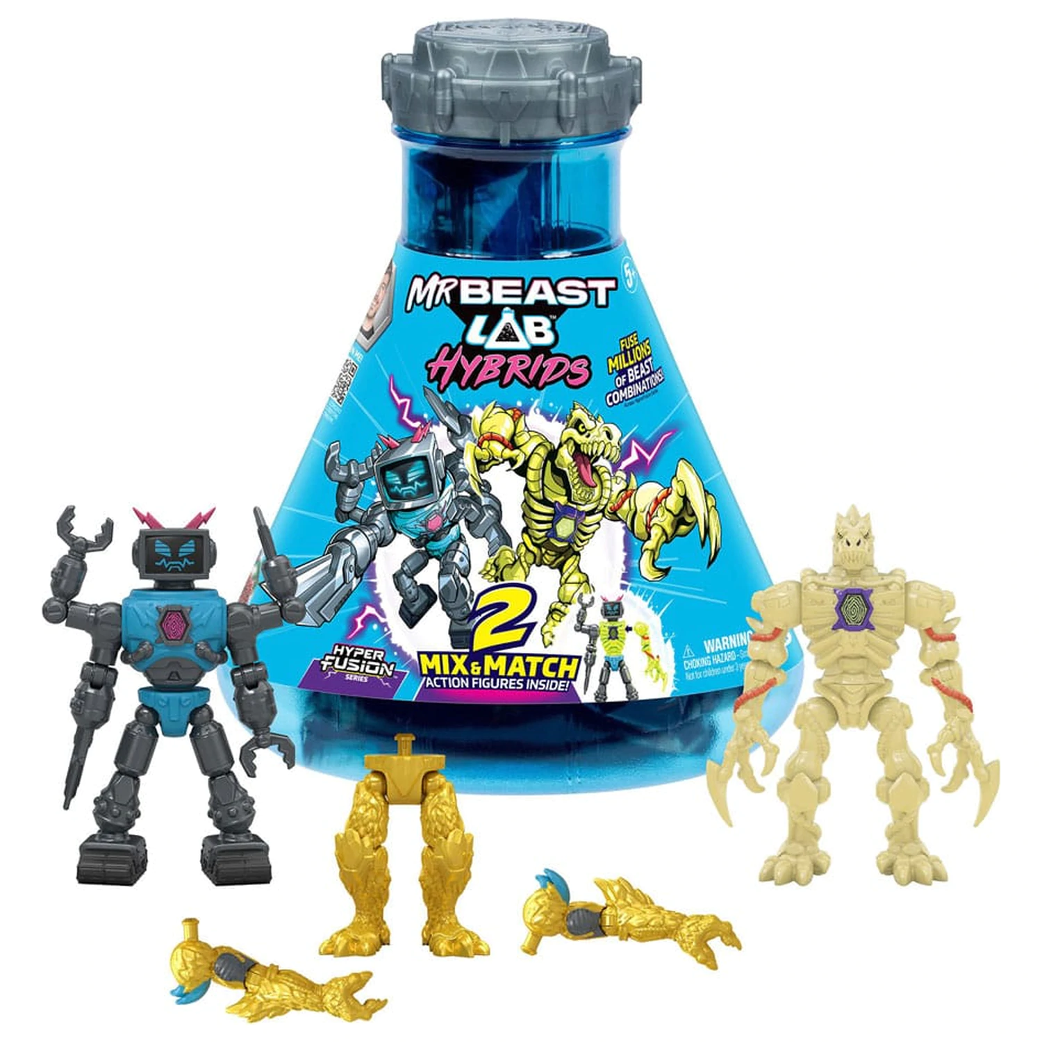 Mr. Beast Lab Hybrids Series 2 Mini figurki, 2-pak Lab-Bot vs Gid Skeleton 11 cm zdjęcie produktu