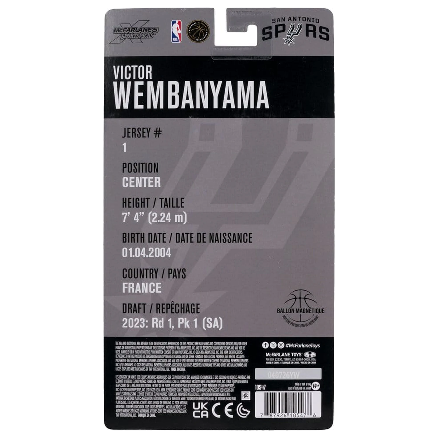 NBA SportsPicks Action Figure Victor Wembanyama (San Antonio Spurs) 17 cm zdjęcie produktu
