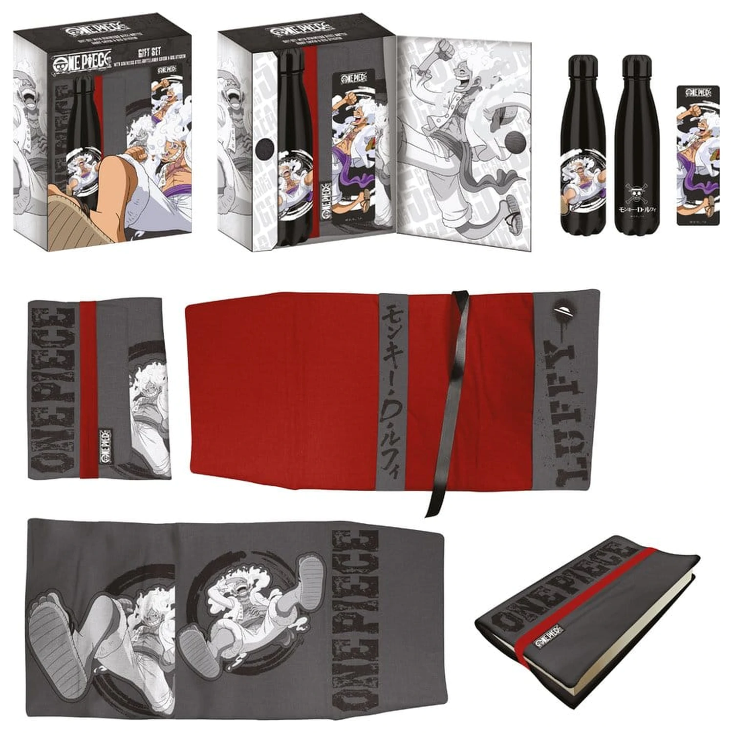 Zestaw prezentowy Luffy: Stalowa butelka One Piece, Naklejka, Okładka książki zdjęcie produktu