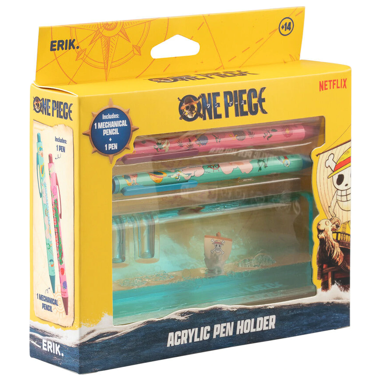 One Piece Going Merry zestaw ołówków, długopisów i akrylowa podstawka zdjęcie produktu