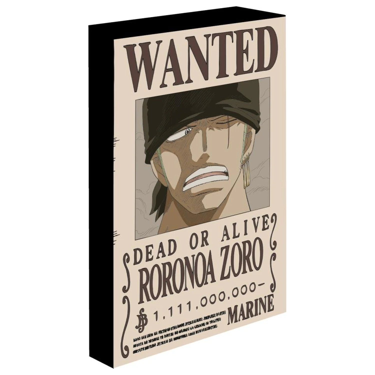 One Piece Zoro Wanted Light Canvas 40x30 cm zdjęcie produktu