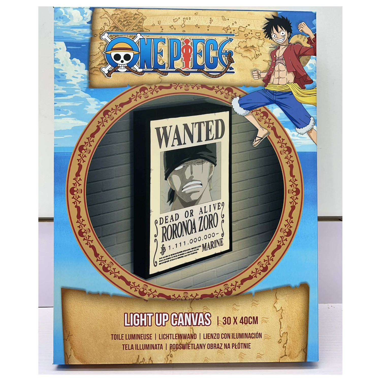 One Piece Zoro Wanted Light Canvas 40x30 cm zdjęcie produktu