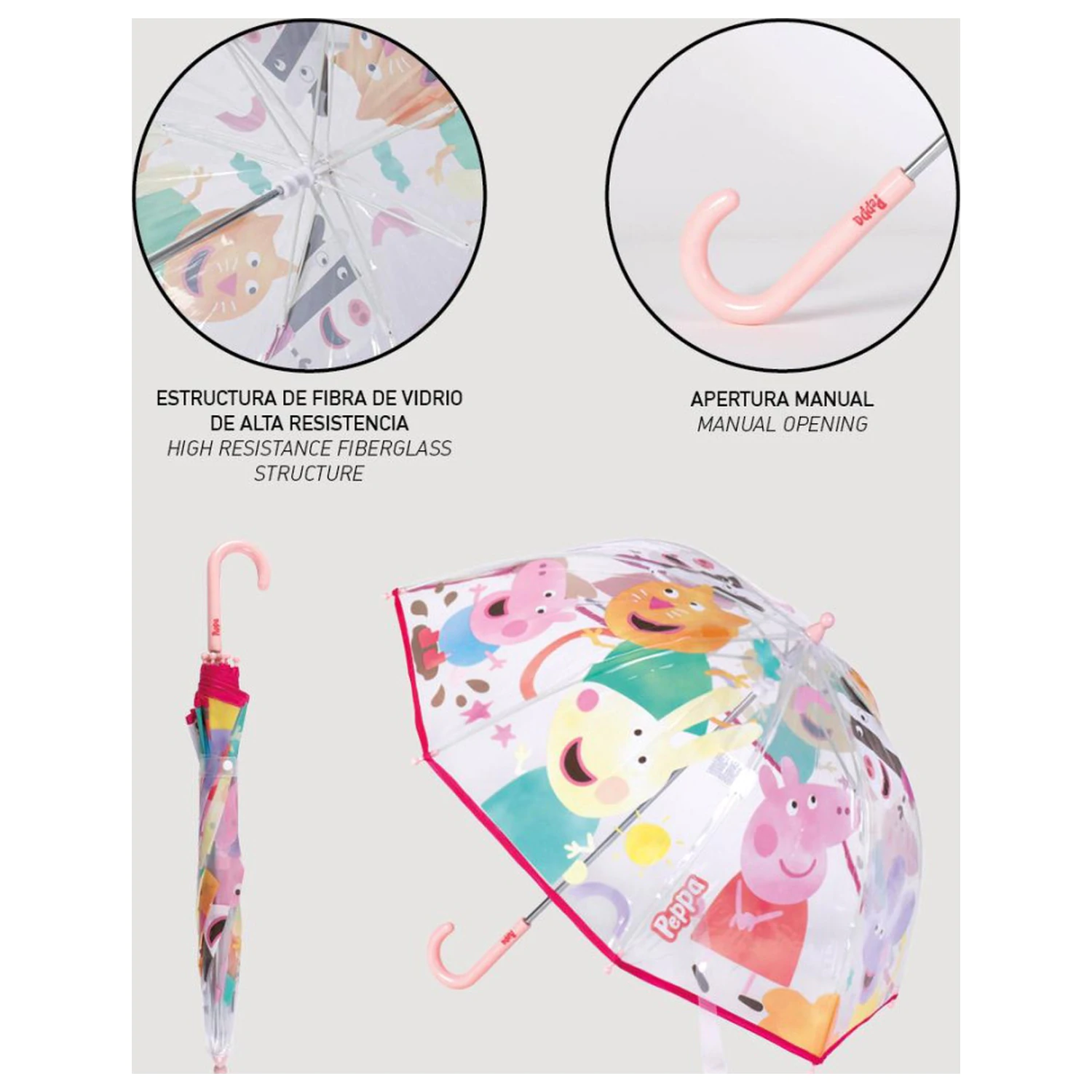Peppa Pig Buddies Dziecięcy Przezroczysty Parasol Ø71 cm zdjęcie produktu