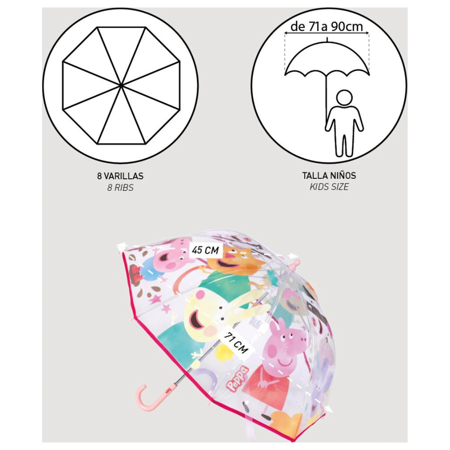 Peppa Pig Buddies Dziecięcy Przezroczysty Parasol Ø71 cm zdjęcie produktu