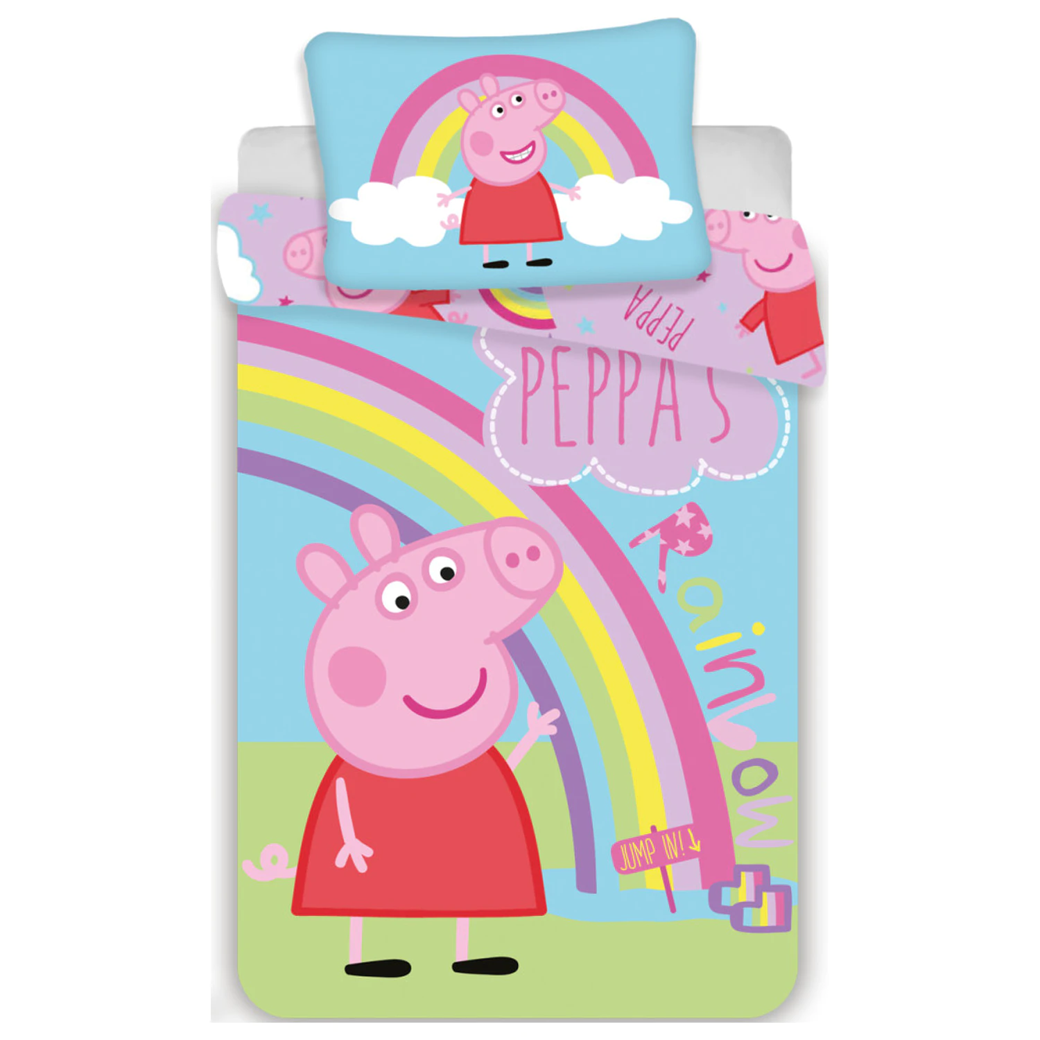 Peppa Pig Tęczowa poszewka na kołdrę dla malucha i przedszkolaka zdjęcie produktu