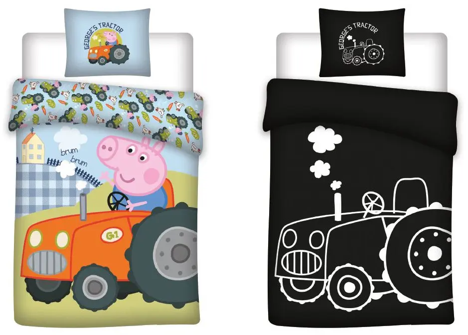 Peppa Pig świecąca w ciemności pościel dziecięca komplet poszewka na kołdrę 100x135cm, poszewka na poduszkę 40x60cm zdjęcie produktu