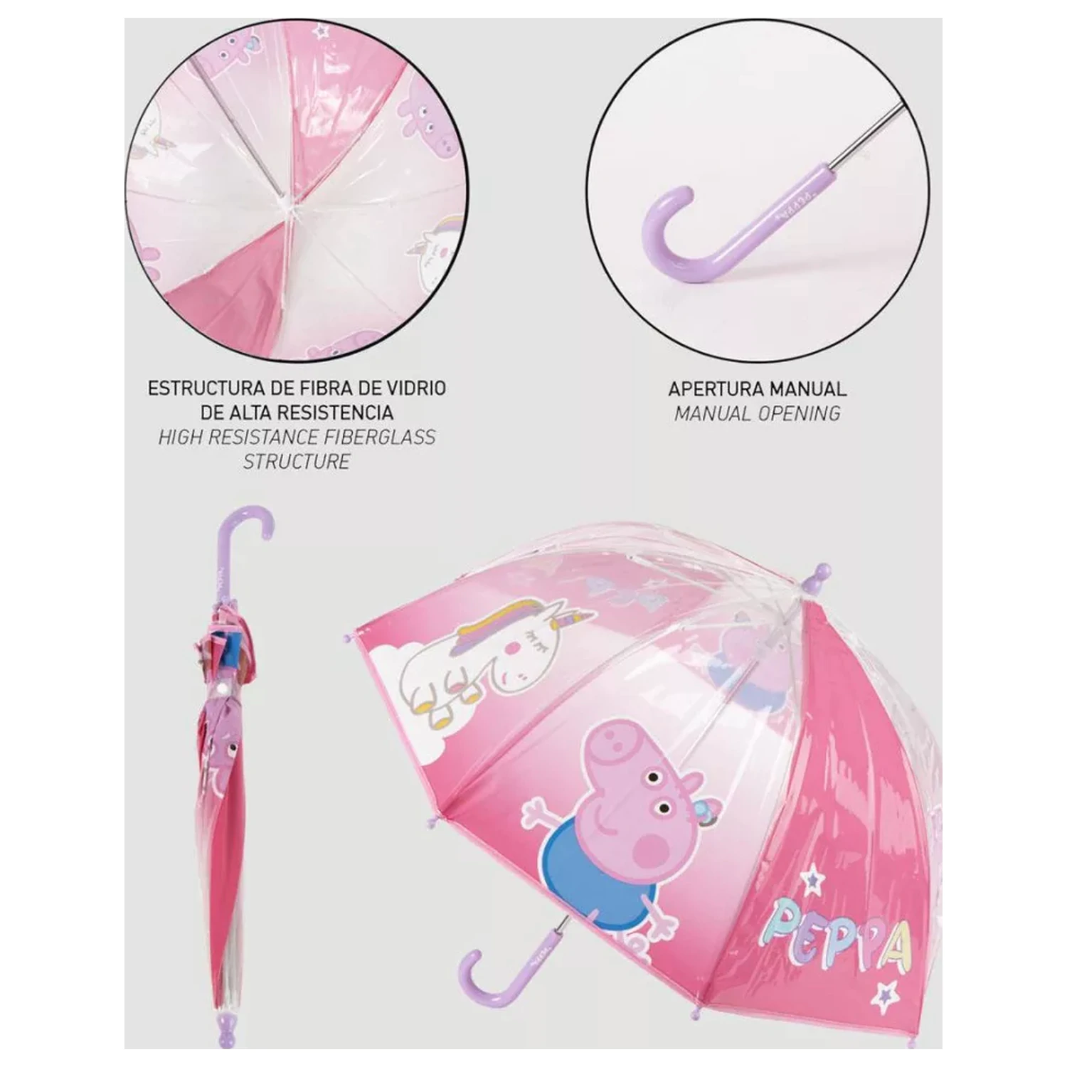 Peppa Pig Unicorn Dziecięcy Przezroczysty Parasol Ø71 cm zdjęcie produktu