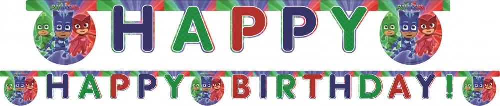 PJ Masks, PJ Masks Baner Happy Birthday 200 cm zdjęcie produktu