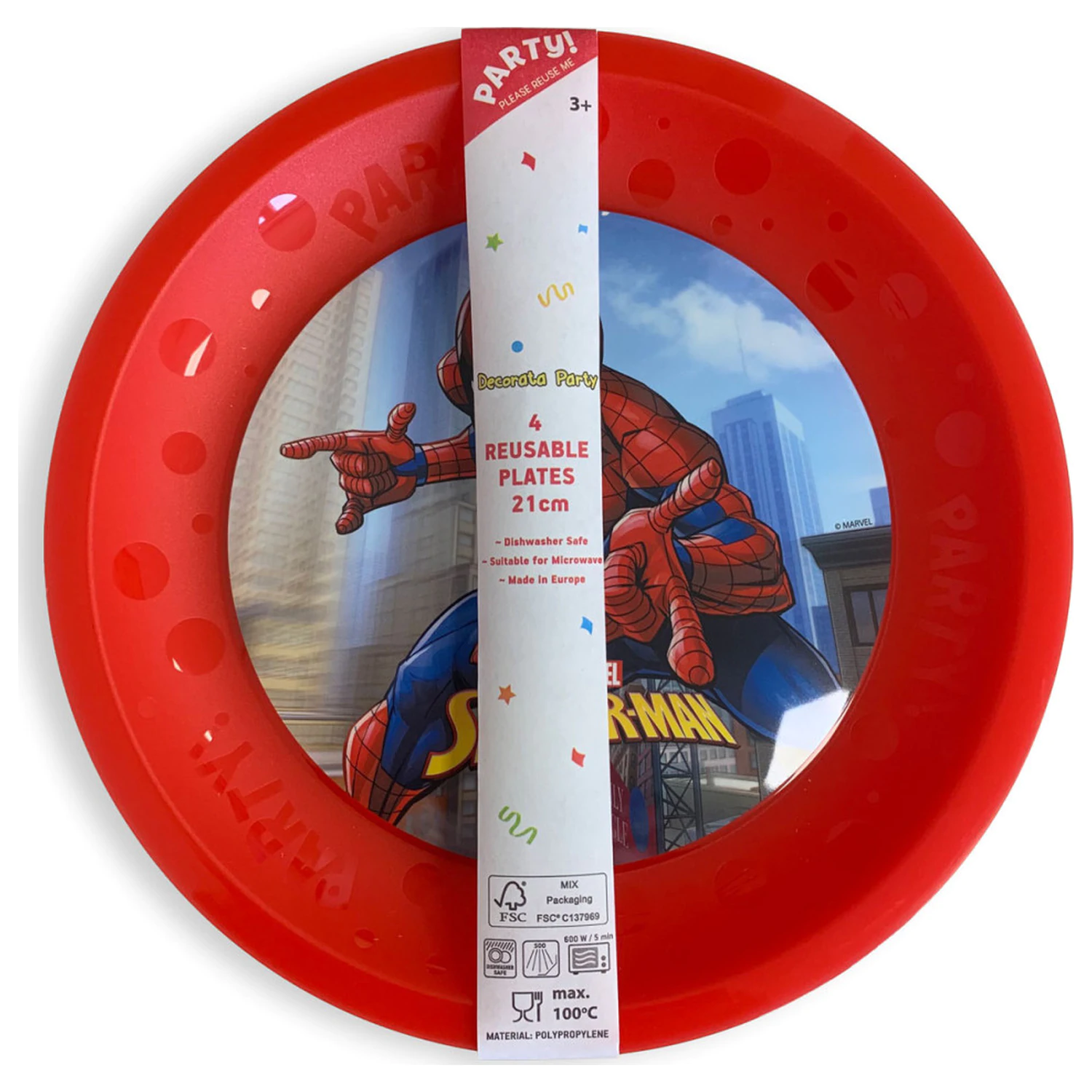 Spider-Man Crime Fighter micro premium płaski plastikowy talerz 4-częściowy zestaw 21 cm zdjęcie produktu