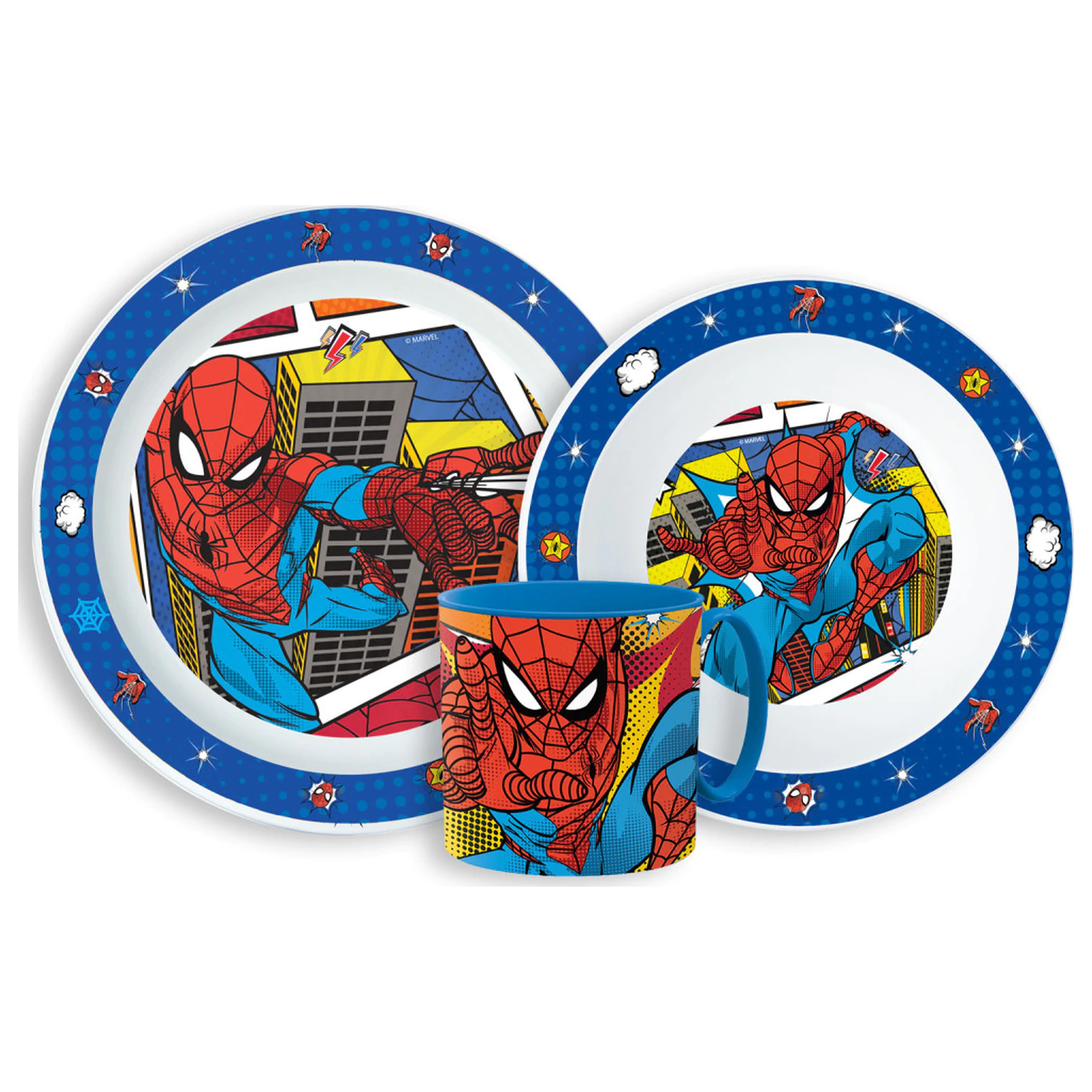 Spider-Man Grid zestaw naczyń obiadowych, zestaw micro plastic z kubkiem 265 ml zdjęcie produktu
