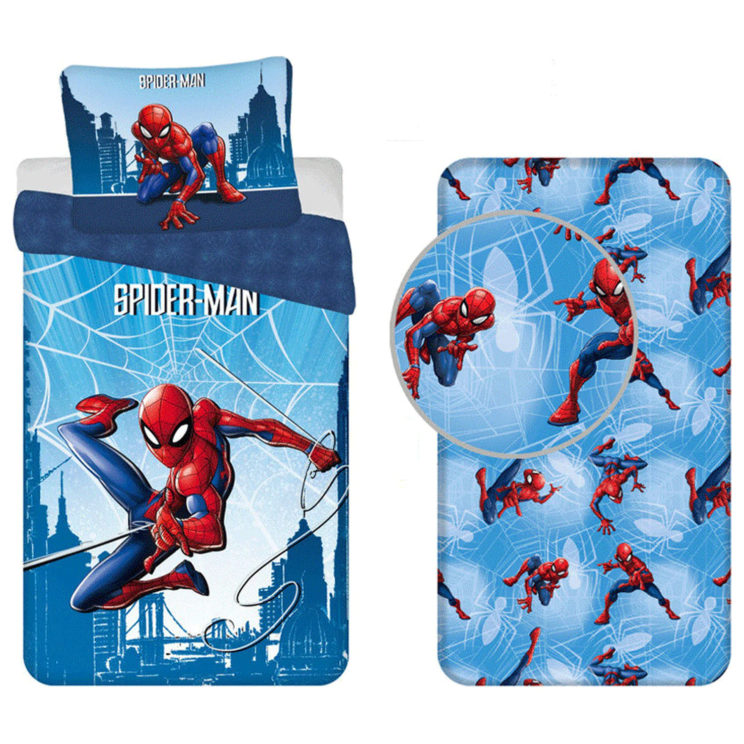 Spider-Man Skyline Zestaw Pościeli: Poszwa na kołdrę i prześcieradło z gumką zdjęcie produktu