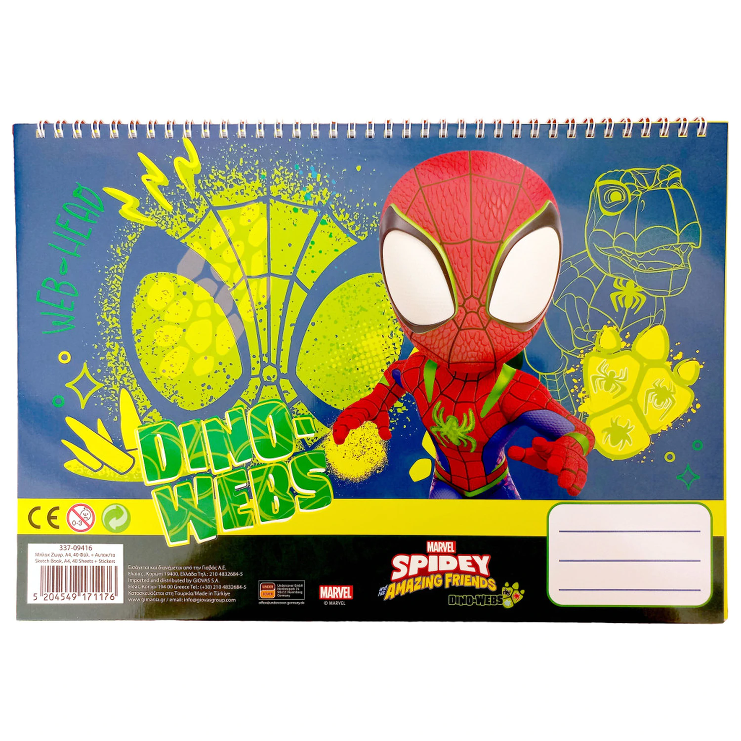 Spider-Man Spidey Dino-Webs A4 Spiralny szkicownik, 40 kartek, z naklejkami zdjęcie produktu