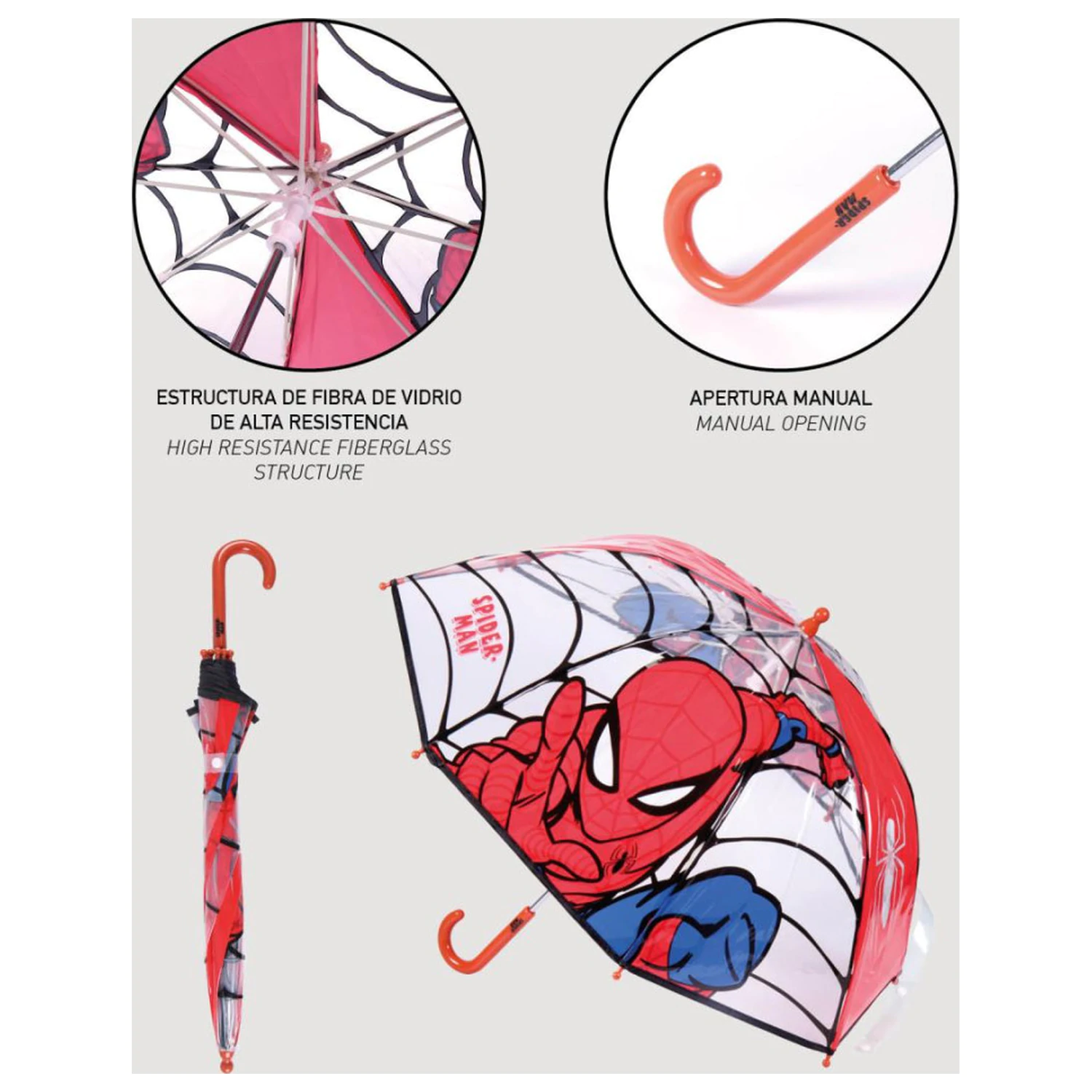 Spider-Man Web-Slinger Dziecięca Przezroczysta Parasolka Ø71 cm zdjęcie produktu