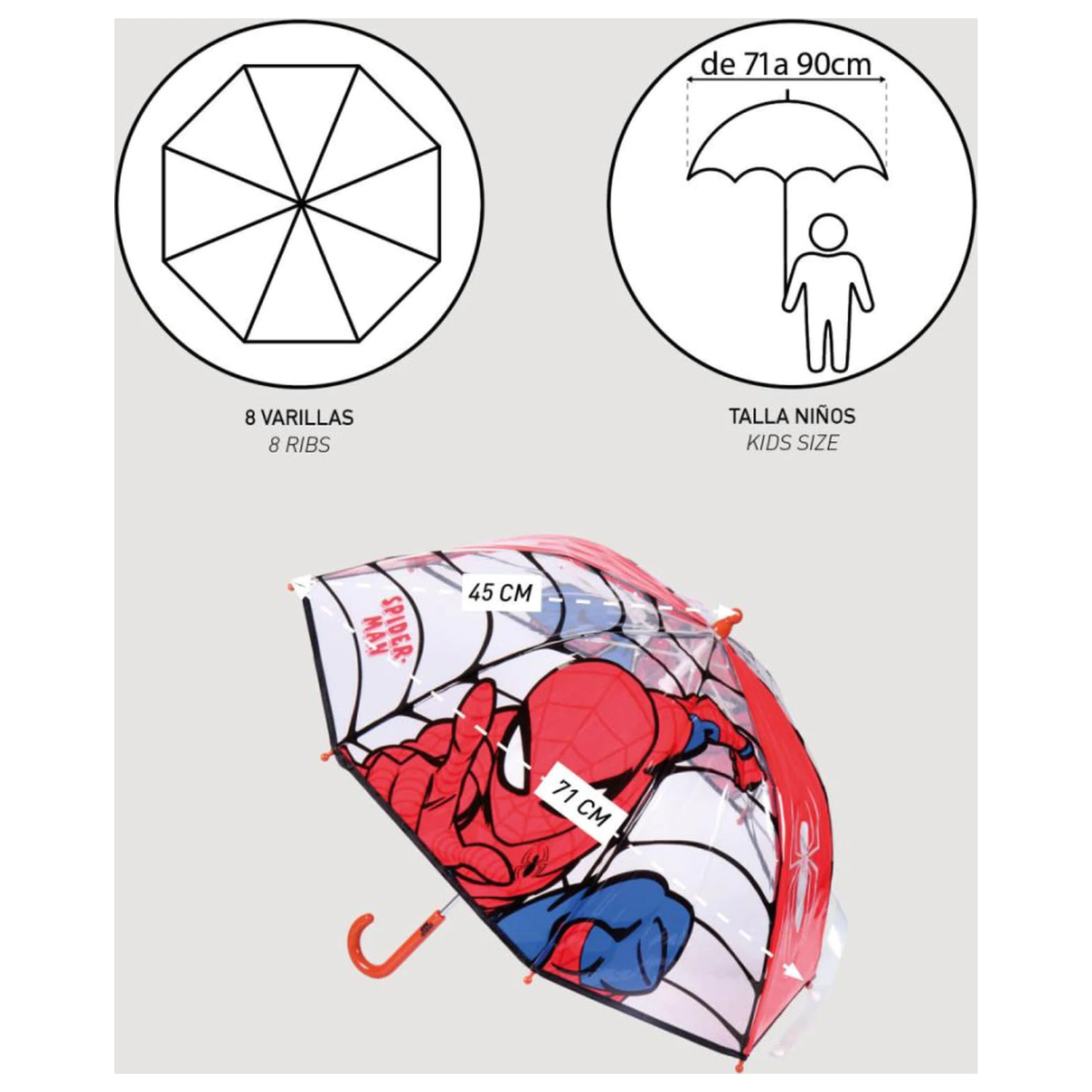 Spider-Man Web-Slinger Dziecięca Przezroczysta Parasolka Ø71 cm zdjęcie produktu