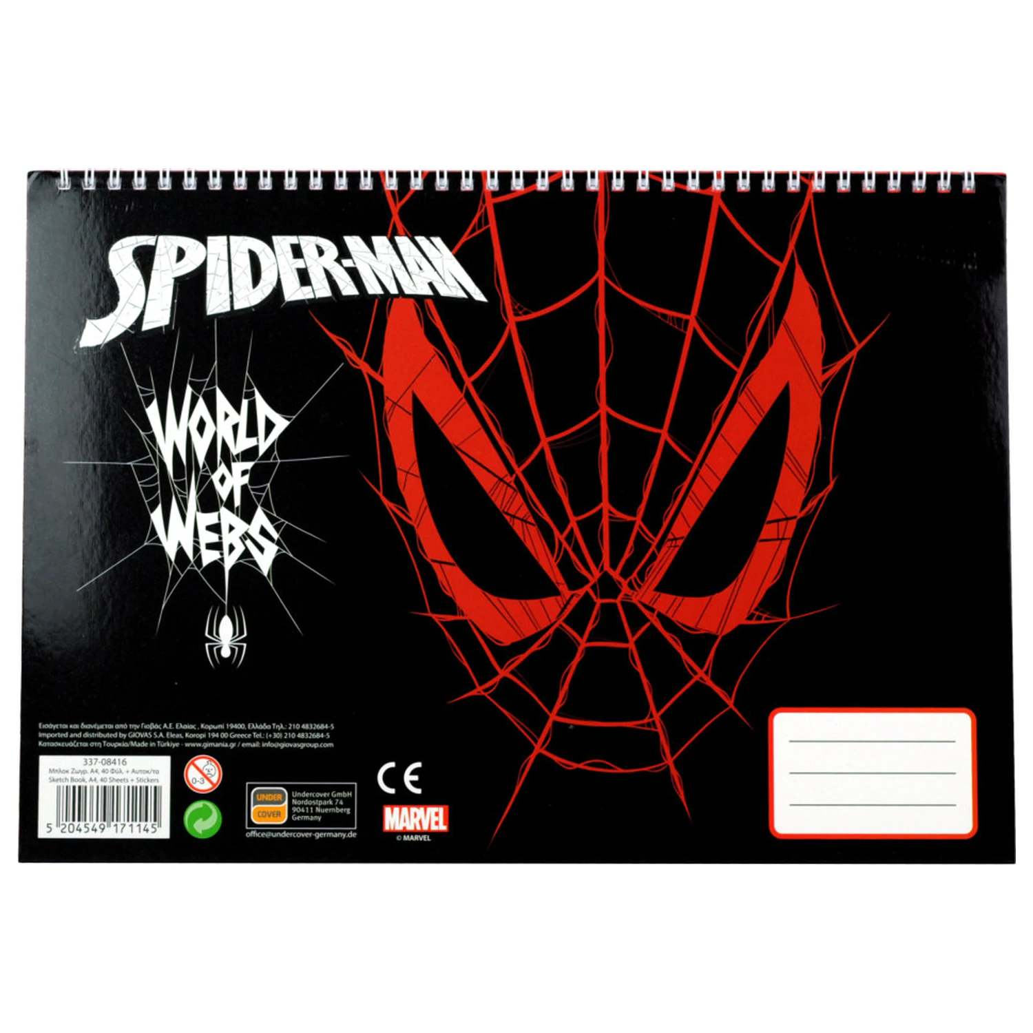 Spider-Man World of Webs A/4 Spiralny Szkicownik 40 Arkuszy z Naklejkami zdjęcie produktu