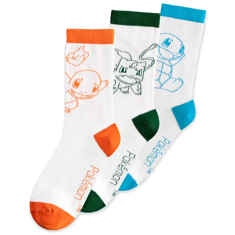 Pokemon pack 3 pary skarpet Charmander, Bulbasaur, Squirtle 43/46 zdjęcie produktu