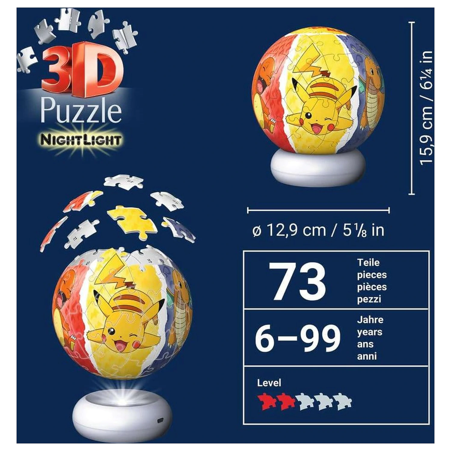 Pokémon 3D Jigsaw Puzzle Ball Nightlight (73 elementów) zdjęcie produktu
