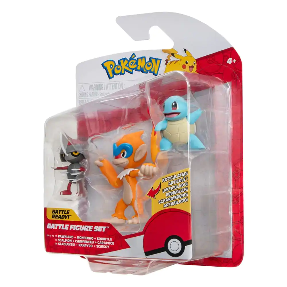 Pokémon Battle Figure Set 3-Pack Pawniard, Squirtle #1, Monferno 5 cm - Zestaw figurek bitewnych zdjęcie produktu