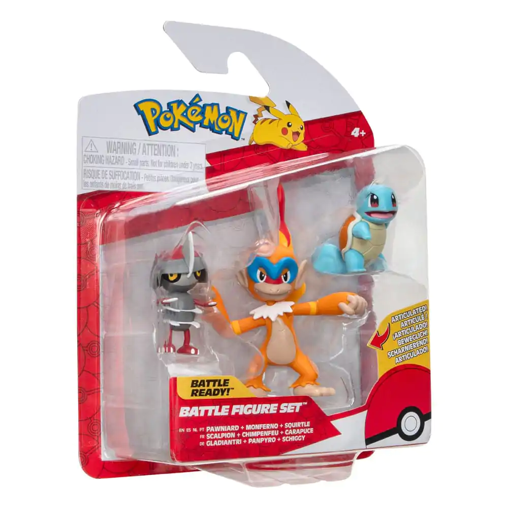 Pokémon Battle Figure Set 3-Pack Pawniard, Squirtle #1, Monferno 5 cm - Zestaw figurek bitewnych zdjęcie produktu