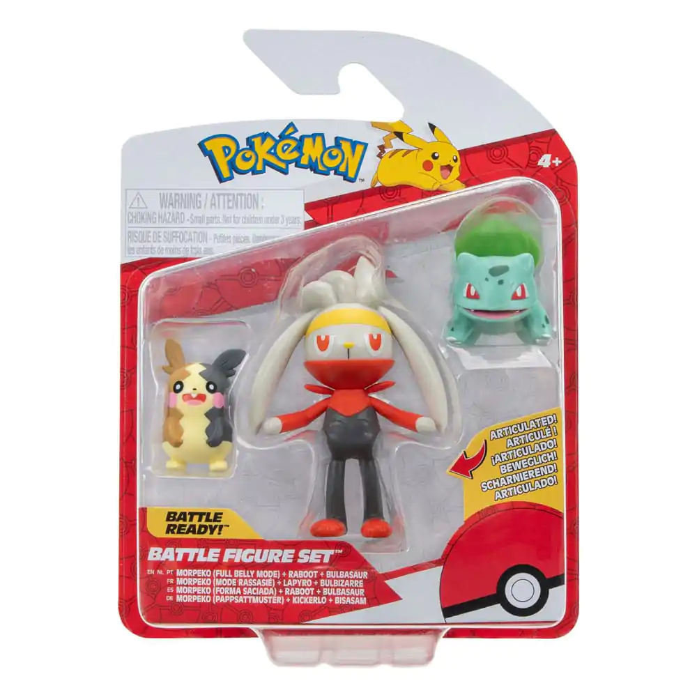 Zestaw figurek bojowych Pokémon 3-pak Morpeko (tryb Full-Belly), Bulbasaur #1, Raboot 5 cm zdjęcie produktu