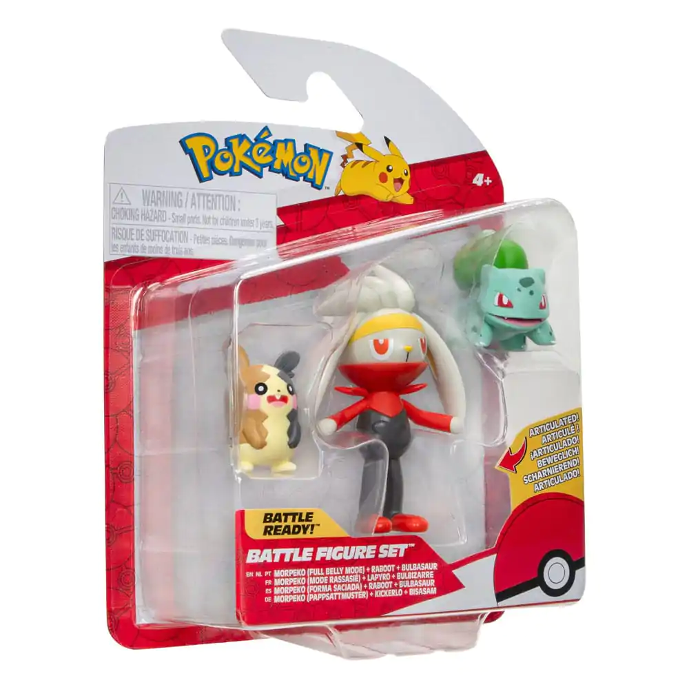 Zestaw figurek bojowych Pokémon 3-pak Morpeko (tryb Full-Belly), Bulbasaur #1, Raboot 5 cm zdjęcie produktu