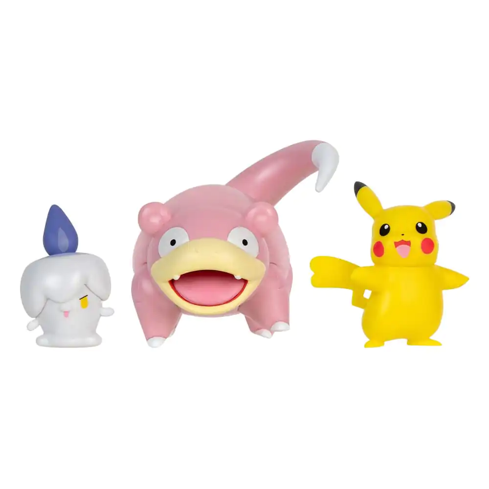 Zestaw 3 figurek bojowych Pokémon: Pikachu (żeńska), Litwick, Slowpoke 5 cm zdjęcie produktu