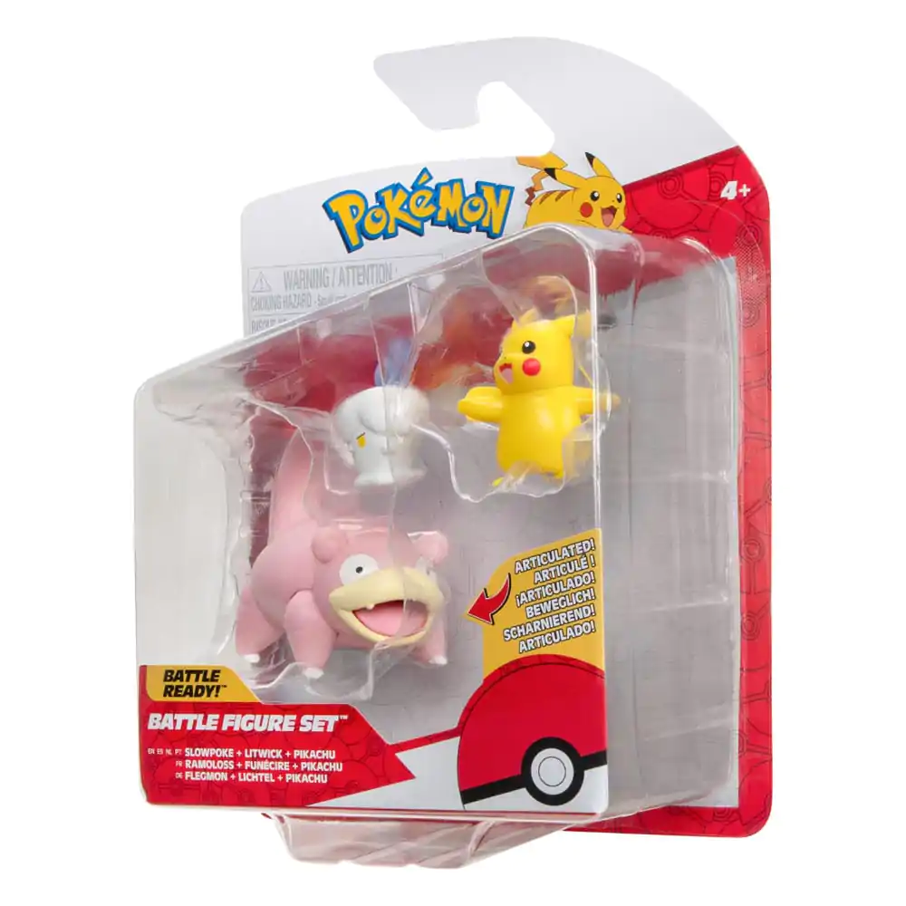 Zestaw 3 figurek bojowych Pokémon: Pikachu (żeńska), Litwick, Slowpoke 5 cm zdjęcie produktu