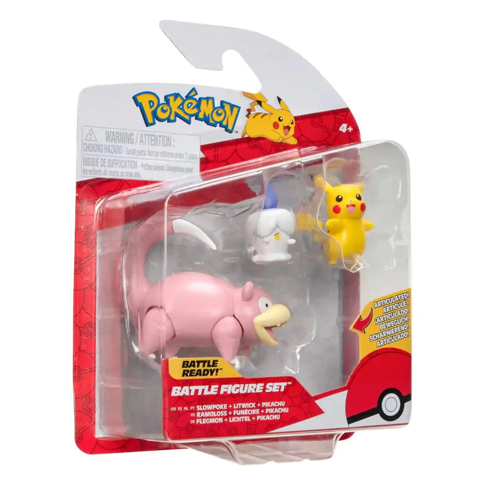 Zestaw 3 figurek bojowych Pokémon: Pikachu (żeńska), Litwick, Slowpoke 5 cm zdjęcie produktu