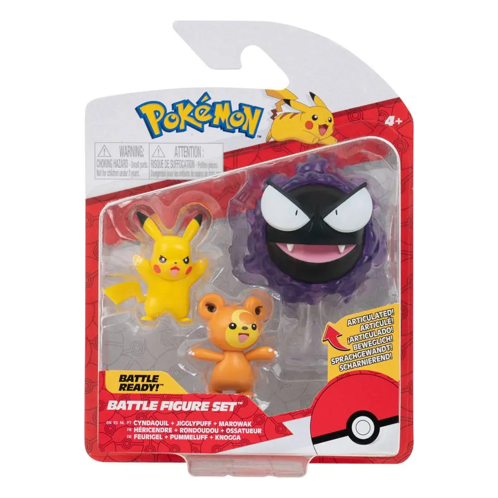 Pokémon Battle Figure 3-Pack Teddiursa, Pikachu #9, Gastly 5 cm zdjęcie produktu