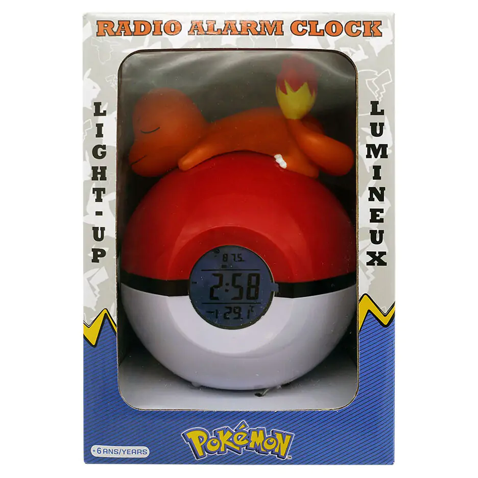 Budzik Pokémon Pokeball ze Światełkiem Charmander 18 cm zdjęcie produktu