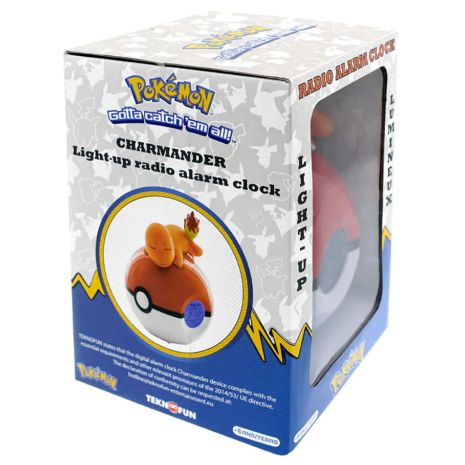 Budzik Pokémon Pokeball ze Światełkiem Charmander 18 cm zdjęcie produktu