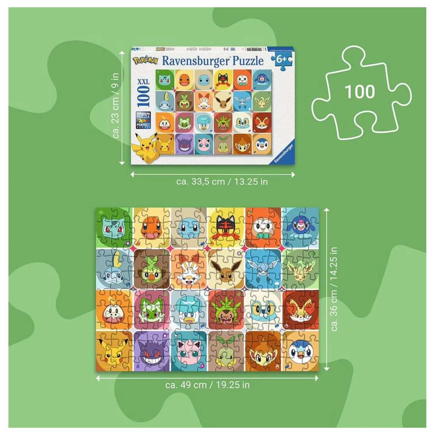 Pokémon Dziecięce Puzzle Jigsaw Pokémon Faces (100 Kawałków XXL) zdjęcie produktu
