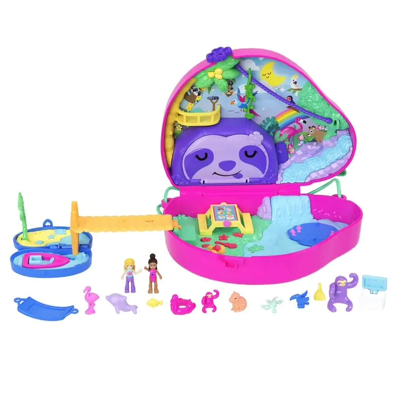 Polly Pocket Family of Sloths 2 w 1 zestaw do zabawy w klatce piersiowej zdjęcie produktu